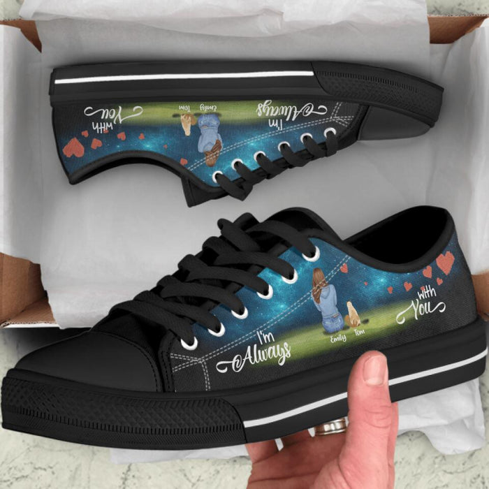 Personalized Couple And Pets Sneakers - Up to 3 Pets - Best Christmas Gift For Dog/Cat Lovers - I'm Always With You - NLWVKS