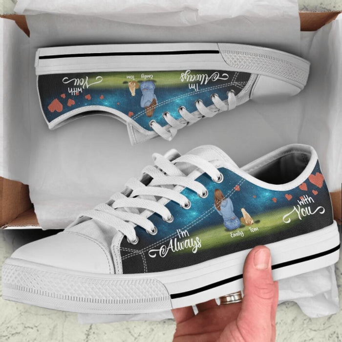 Personalized Couple And Pets Sneakers - Up to 3 Pets - Best Christmas Gift For Dog/Cat Lovers - I'm Always With You - NLWVKS