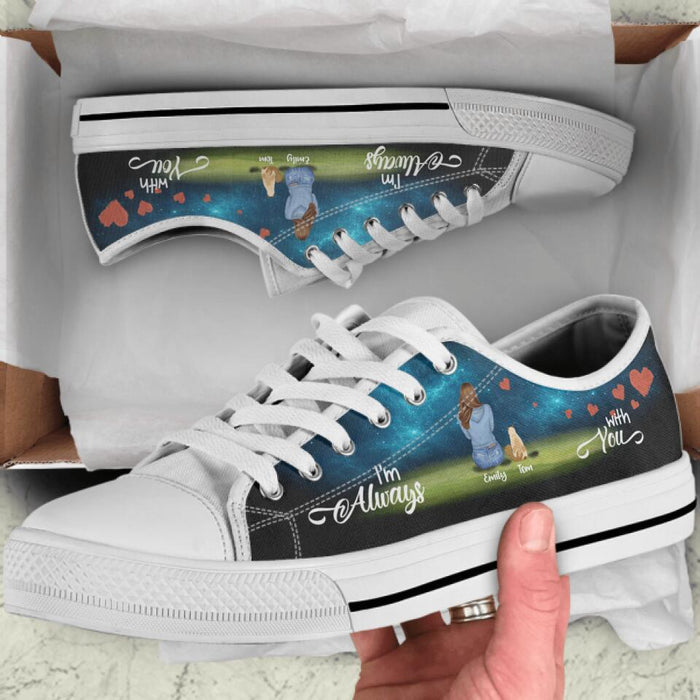 Personalized Couple And Pets Sneakers - Up to 3 Pets - Best Christmas Gift For Dog/Cat Lovers - I'm Always With You - NLWVKS
