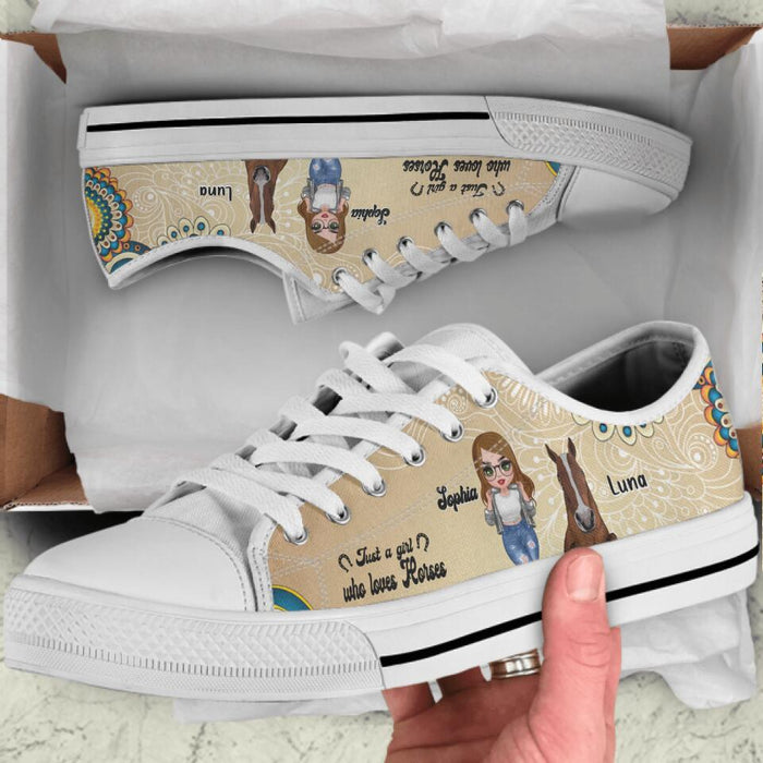 Personalized Horse Girl Sneakers - Up to 4 Horses - Gift Idea For Horse Lover - Just A Girl Who Loves Horses