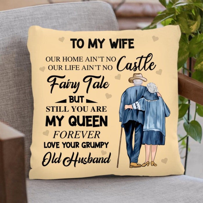 Personalized Old Couple Fleece Throw Blanket/Quilt/Pillow Cover - Gift Idea For Old Couple - To My Wife, You Are My Queen