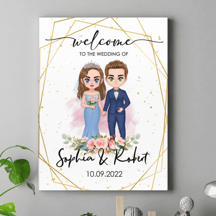 Personalized Decor Gift Wedding Welcome Canvas - Gift Idea For Wedding Anniversary/For Her/For Him