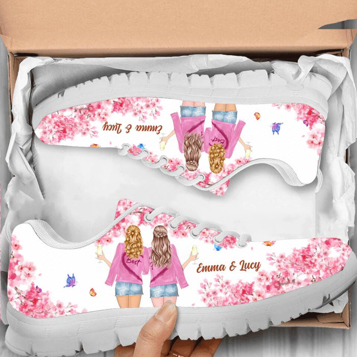 Personalized Best Friends Sneakers - Gift Idea For Best Friends - Miles Apart Besties At Heart