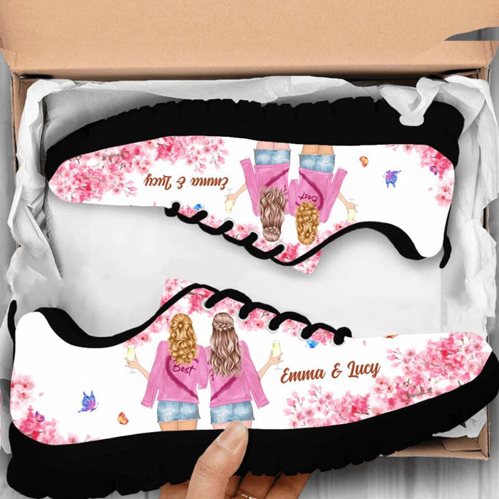 Personalized Best Friends Sneakers - Gift Idea For Best Friends - Miles Apart Besties At Heart
