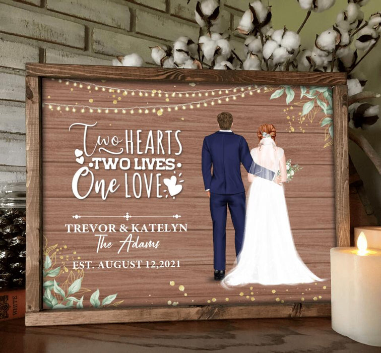 Personalized Couple Wedding Poster - Gift Idea For Couple/Wedding/Wedding Anniversary - Two Hearts, Two Lives, One Love