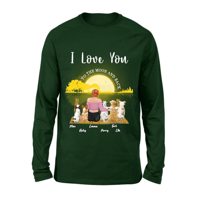 Personalized Girl & Pet Moon Light Shirt - Gift Idea For Pet Lover with up 5 Pets - I Love You To The Moon and Back
