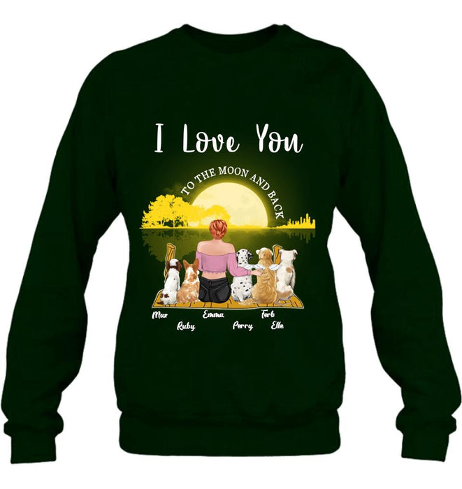 Personalized Girl & Pet Moon Light Shirt - Gift Idea For Pet Lover with up 5 Pets - I Love You To The Moon and Back