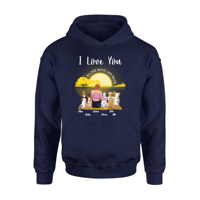 Personalized Girl & Pet Moon Light Shirt - Gift Idea For Pet Lover with up 5 Pets - I Love You To The Moon and Back