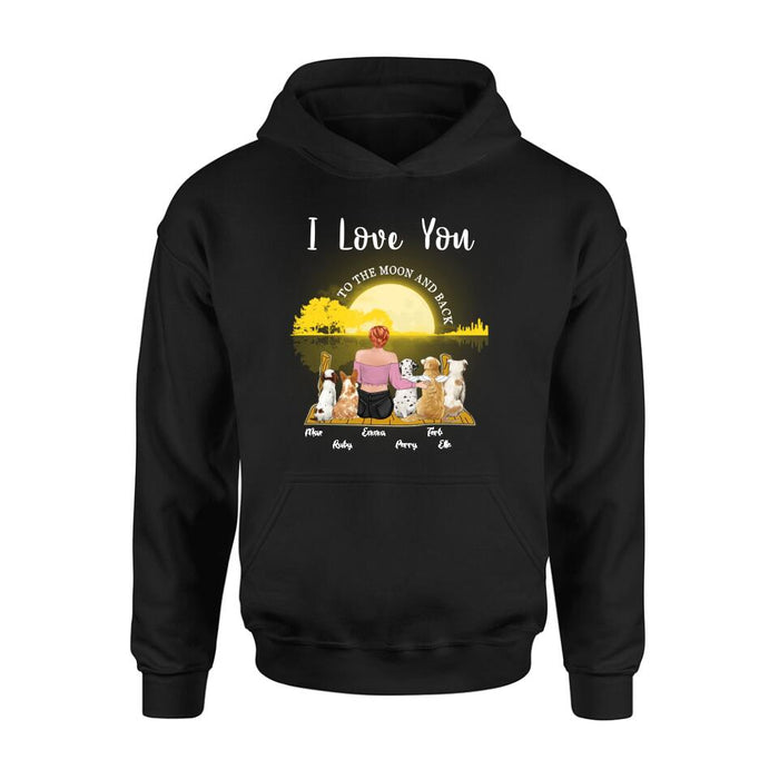 Personalized Girl & Pet Moon Light Shirt - Gift Idea For Pet Lover with up 5 Pets - I Love You To The Moon and Back