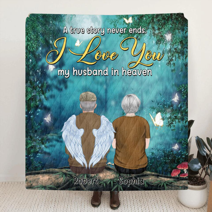 Personalized Memorial Fleece Throw Blanket/Quilt - Memorial Gift Idea For Loss of Husband - My Husband In Heaven