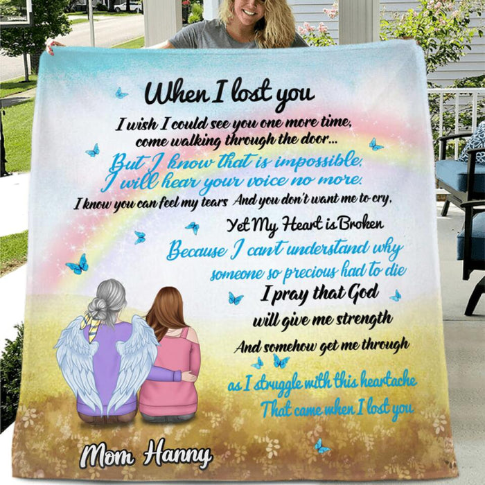 Personalized Memorial Fleece Throw Blanket/Quilt - Memorial Gift Idea For Loss Of Family Member/Friend - When I Lost You