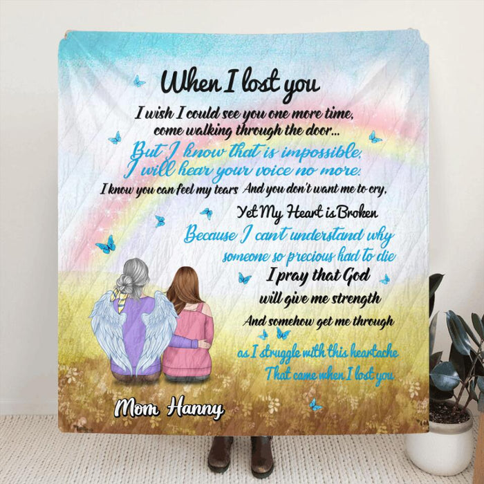 Personalized Memorial Fleece Throw Blanket/Quilt - Memorial Gift Idea For Loss Of Family Member/Friend - When I Lost You