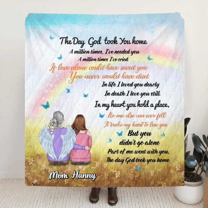 Personalized Memorial Fleece Throw Blanket/Quilt - Memorial Gift Idea For Loss Of Family Member/Friend - The Day God Took You Home
