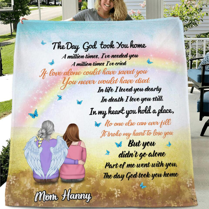 Personalized Memorial Fleece Throw Blanket/Quilt - Memorial Gift Idea For Loss Of Family Member/Friend - The Day God Took You Home