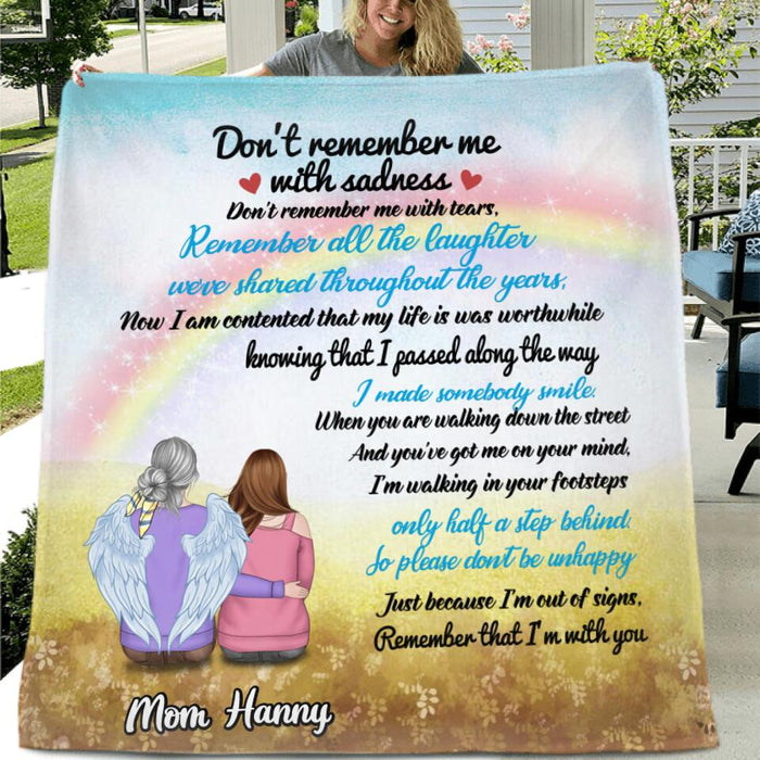Personalized Memorial Fleece Throw Blanket/Quilt - Memorial Gift Idea For Loss Of Family Member/Friend - Don't Remember Me With Sadness