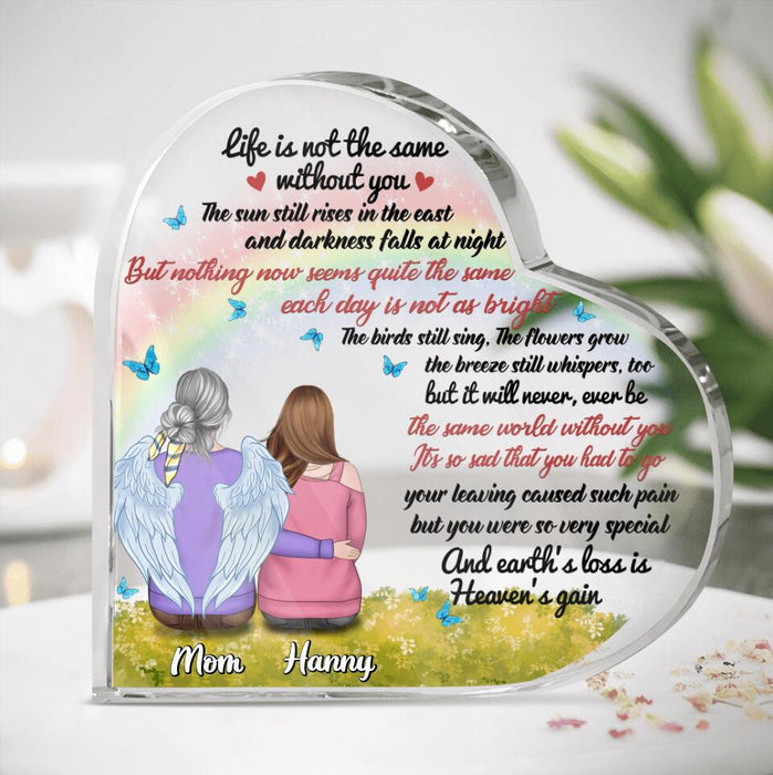 Personalized Memorial Acrylic Plaque - Memorial Gift Idea - Life Is Not The Same Without You