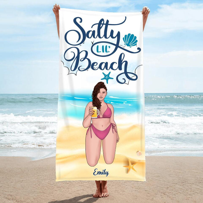 Personalized Beach Girl Beach Towel - Gift Idea For Girls/Beach Lovers - Salty Lil' Beach