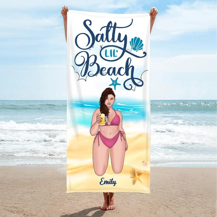 Personalized Beach Girl Beach Towel - Gift Idea For Girls/Beach Lovers - Salty Lil' Beach