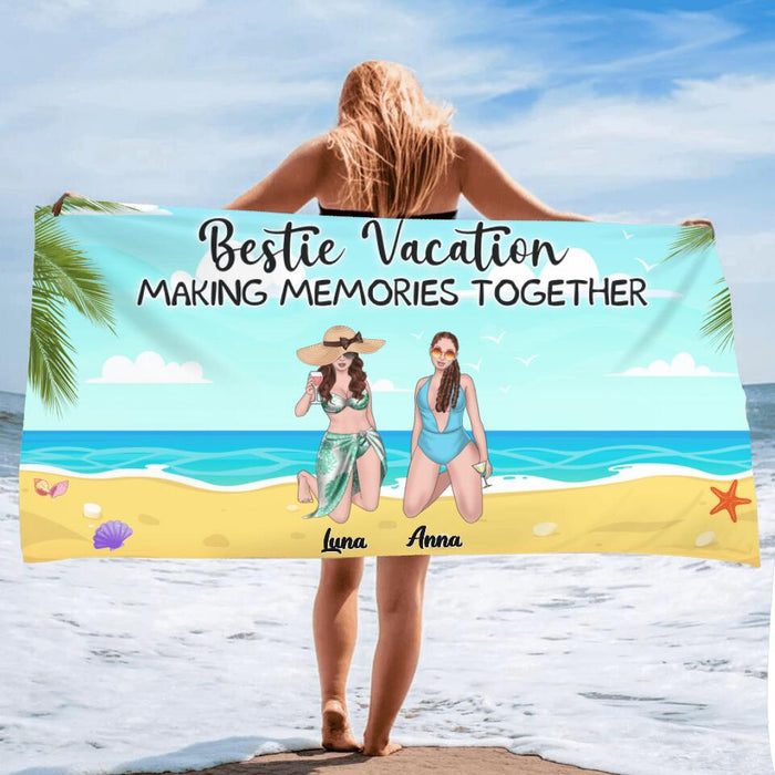 Personalized Beach Girl Beach Towel - Up to 4 People - Gift Idea For Girls/Beach Lovers - Bestie Vacation Making Memories Together