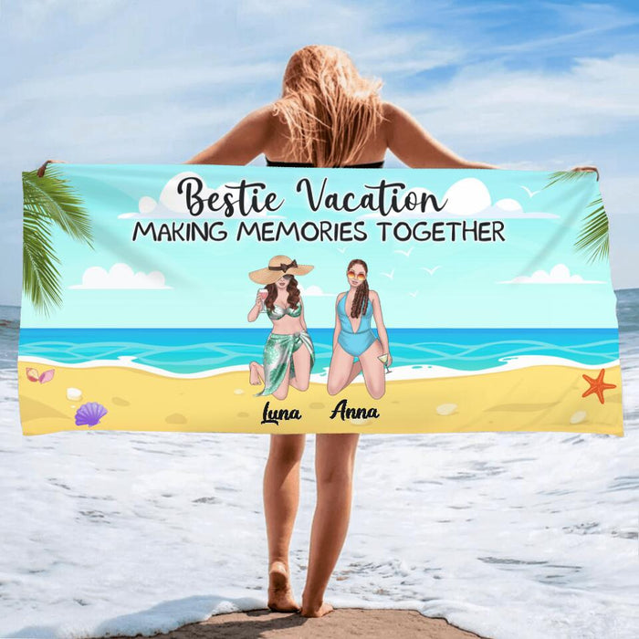 Personalized Beach Girl Beach Towel - Up to 4 People - Gift Idea For Girls/Beach Lovers - Bestie Vacation Making Memories Together