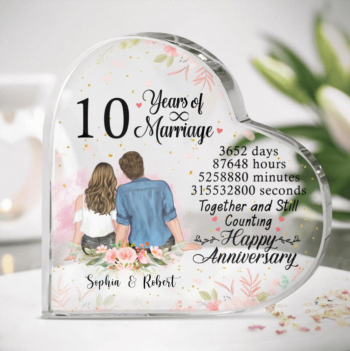 Personalized Couple Anniversary Acrylic Plaque - Anniversary Best Gift Idea For Couple - Together And Still Counting Happy Anniversary