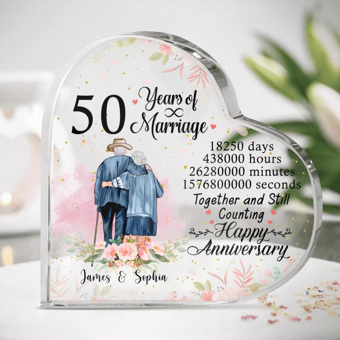 Personalized Old Couple Anniversary Acrylic Plaque - Anniversary Gifts Idea For Old Couple - 50 Years Of Marriage, Together And Still Counting
