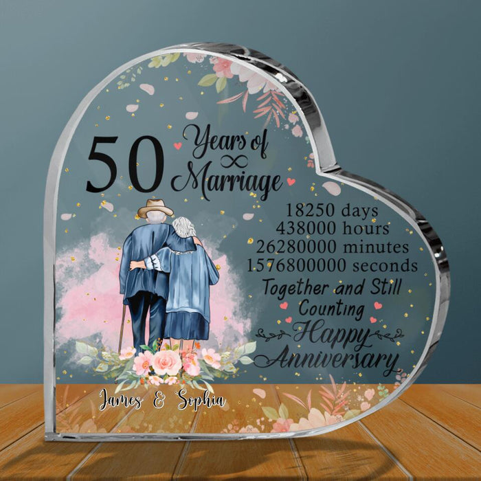 Personalized Old Couple Anniversary Acrylic Plaque - Anniversary Gifts Idea For Old Couple - 50 Years Of Marriage, Together And Still Counting