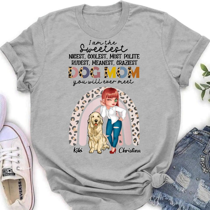 Personalized Dog Mom Chibi T-Shirt/Long Sleeve/Sweatshirt/Hoodie - Up to 4 Dogs - Gift For Dog Lover - I Am The Craziest Dog Mom