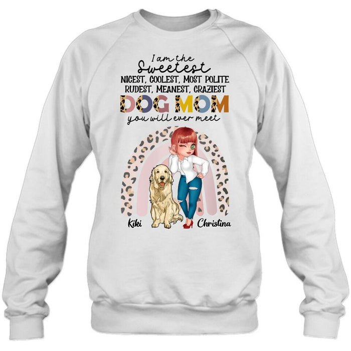 Personalized Dog Mom Chibi T-Shirt/Long Sleeve/Sweatshirt/Hoodie - Up to 4 Dogs - Gift For Dog Lover - I Am The Craziest Dog Mom