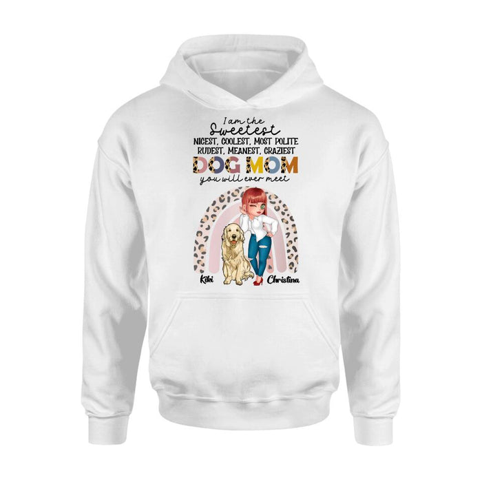 Personalized Dog Mom Chibi T-Shirt/Long Sleeve/Sweatshirt/Hoodie - Up to 4 Dogs - Gift For Dog Lover - I Am The Craziest Dog Mom
