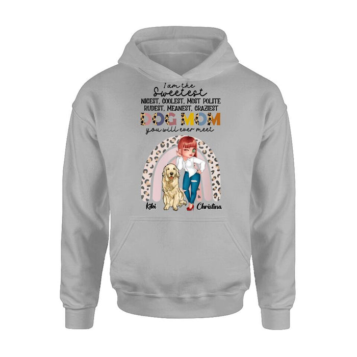 Personalized Dog Mom Chibi T-Shirt/Long Sleeve/Sweatshirt/Hoodie - Up to 4 Dogs - Gift For Dog Lover - I Am The Craziest Dog Mom