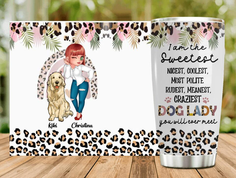 Personalized Dog Mom Chibi Tumbler - Up to 4 Dogs - Gift For Dog Lover - I Am The Craziest Dog Lady