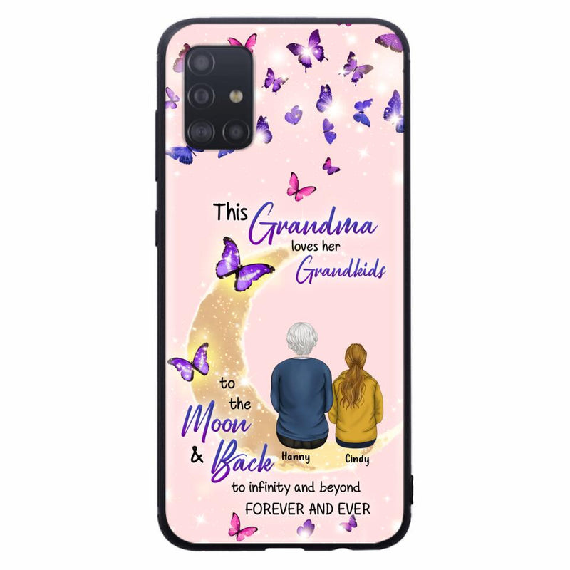 Custom Personalized Grandma Phone Case - Up to 4 Kids - This Grandma Loves Her Grandkids To The Moon And Back
