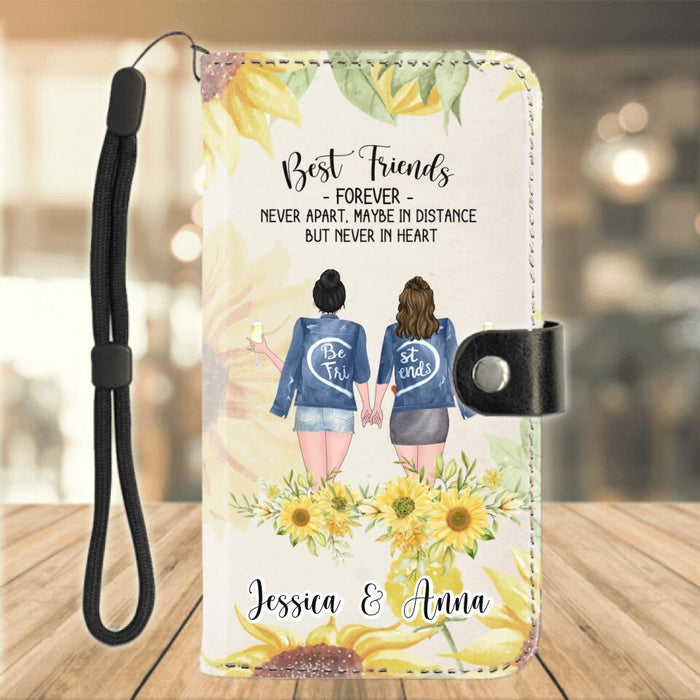 Personalized Friends Flip Leather Purse for Mobile Phone - Up to 4 Besties - Gift Idea For Best Friends - Best Friends Forever
