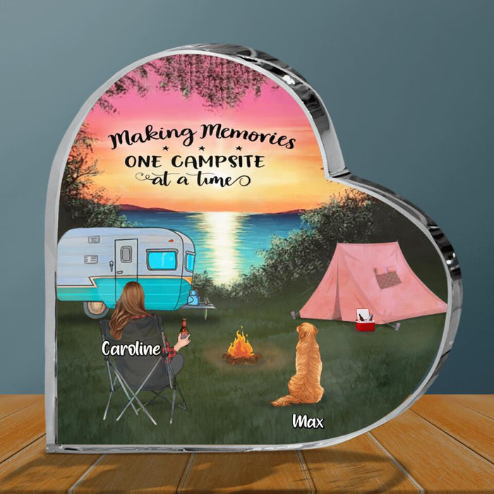 Personalized Camping Acrylic Plaque - Couple With Up to 2 Kids And 3 Pets - Gift Idea For Camping Lover - Making Memories One Campsite At A Time