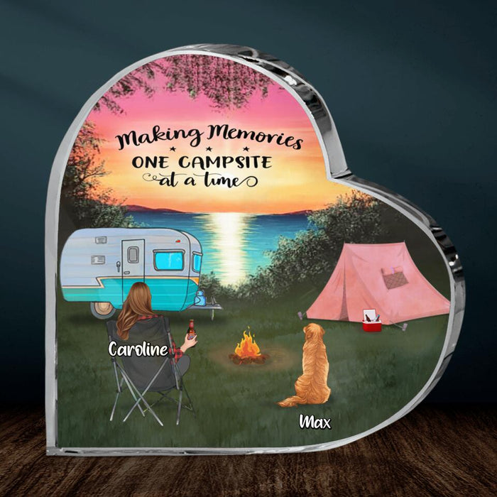 Personalized Camping Acrylic Plaque - Couple With Up to 2 Kids And 3 Pets - Gift Idea For Camping Lover - Making Memories One Campsite At A Time