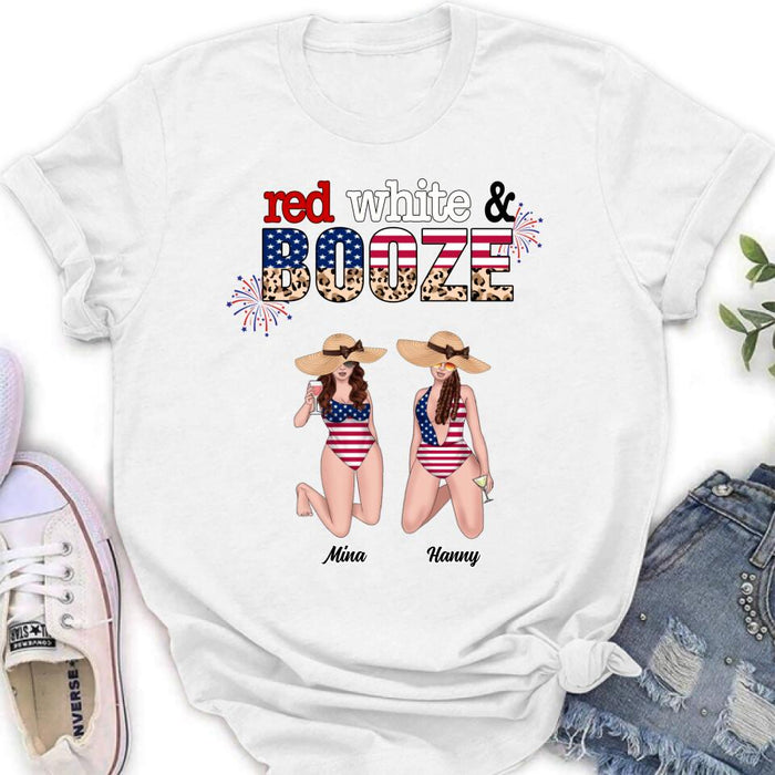 Personalized Friends Shirt/Hoodie - Up to 6 People - Gift Idea For Friends/Independence Day - Red, White And Boozed