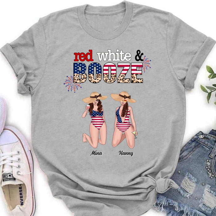 Personalized Friends Shirt/Hoodie - Up to 6 People - Gift Idea For Friends/Independence Day - Red, White And Boozed