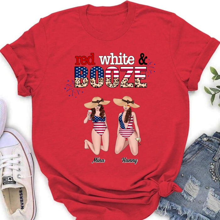 Personalized Friends Shirt/Hoodie - Up to 6 People - Gift Idea For Friends/Independence Day - Red, White And Boozed