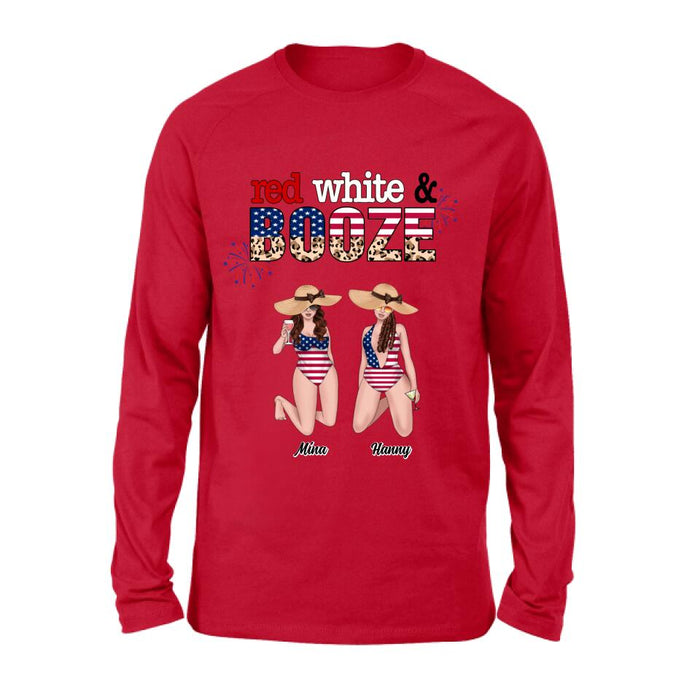 Personalized Friends Shirt/Hoodie - Up to 6 People - Gift Idea For Friends/Independence Day - Red, White And Boozed