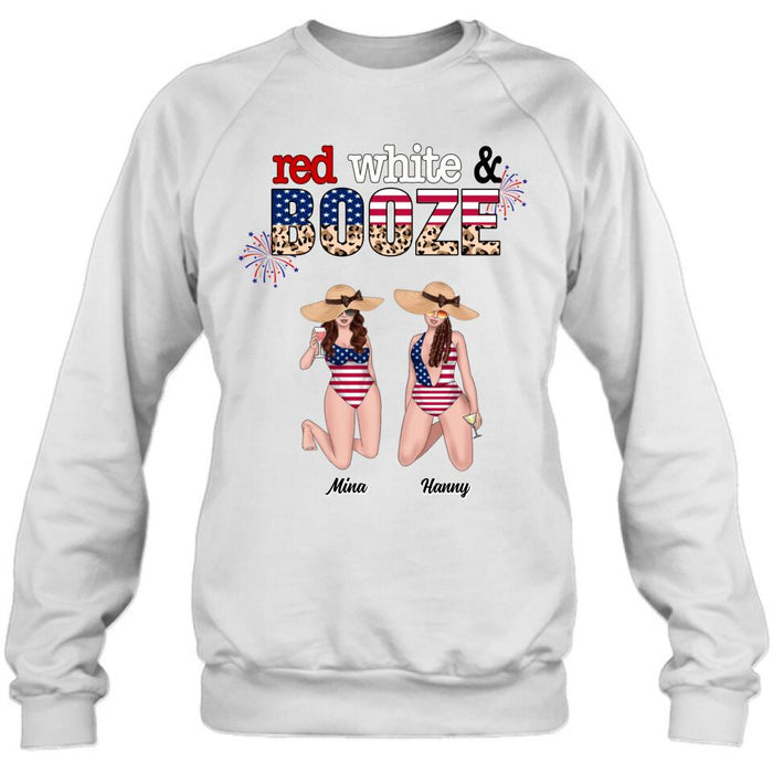 Personalized Friends Shirt/Hoodie - Up to 6 People - Gift Idea For Friends/Independence Day - Red, White And Boozed