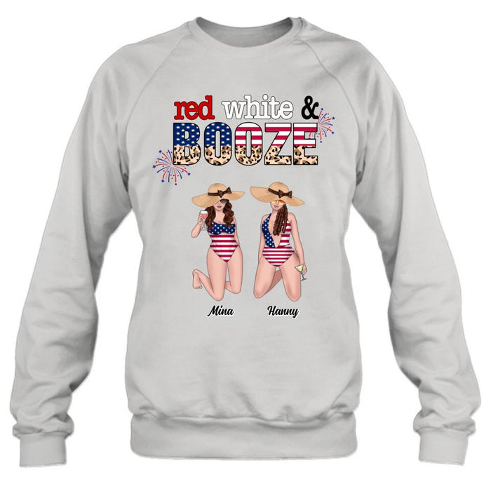 Personalized Friends Shirt/Hoodie - Up to 6 People - Gift Idea For Friends/Independence Day - Red, White And Boozed