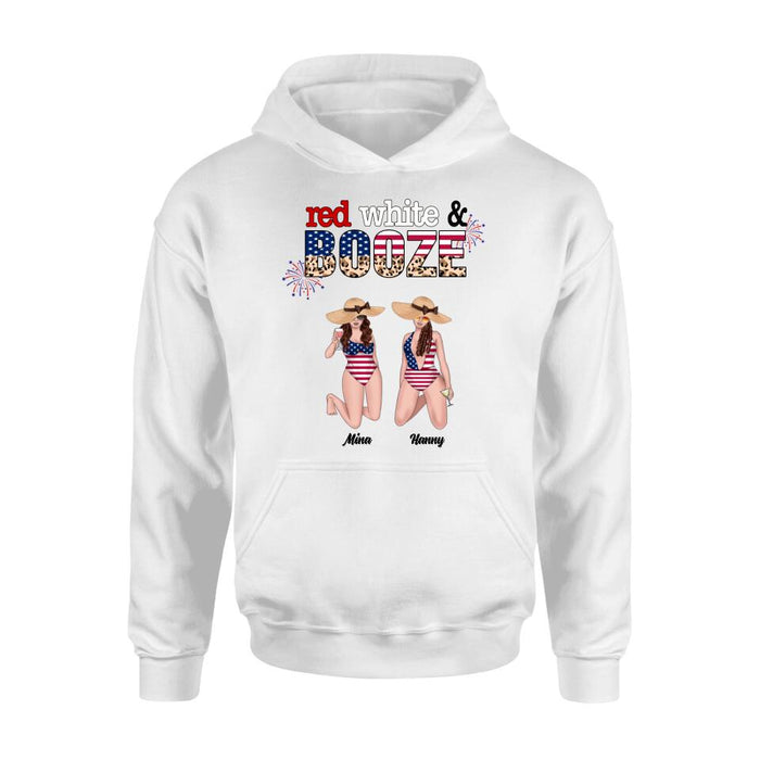 Personalized Friends Shirt/Hoodie - Up to 6 People - Gift Idea For Friends/Independence Day - Red, White And Boozed