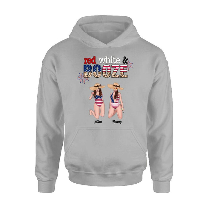 Personalized Friends Shirt/Hoodie - Up to 6 People - Gift Idea For Friends/Independence Day - Red, White And Boozed