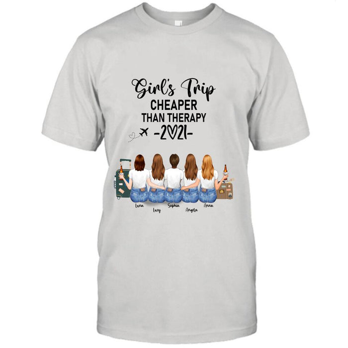 Personalized Friends T-Shirt/Hoodie - Up to 5 Girls - Best Gift For Friends Girl's Trip Cheaper Than Therapy