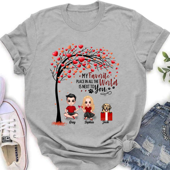 Personalized Couple T-shirt - Up to 5 Dogs - Gifts for Couples - Happy Valentine's Day