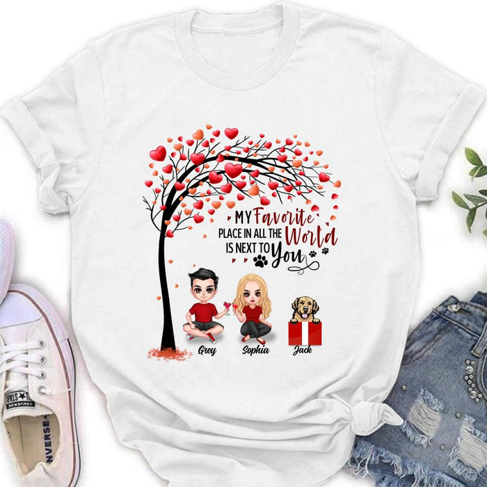 Personalized Couple T-shirt - Up to 5 Dogs - Gifts for Couples - Happy Valentine's Day