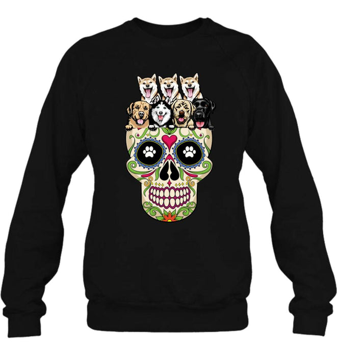 Personalized Sugar Skull Pets T-shirt/Hoodie/Sweatshirt/Sleeve - Gift for Dog/Cat Lovers - Up to 7 Pets