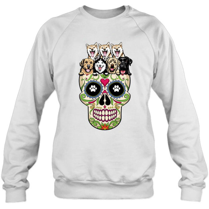 Personalized Sugar Skull Pets T-shirt/Hoodie/Sweatshirt/Sleeve - Gift for Dog/Cat Lovers - Up to 7 Pets