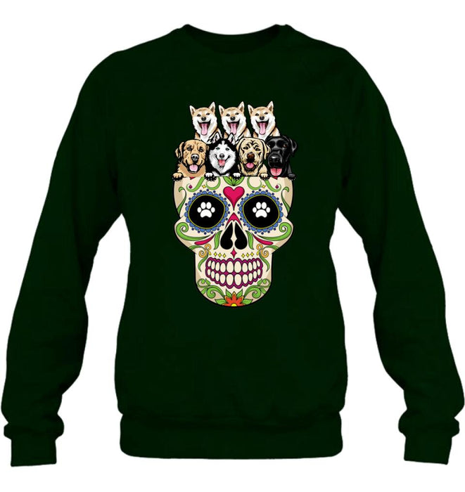 Personalized Sugar Skull Pets T-shirt/Hoodie/Sweatshirt/Sleeve - Gift for Dog/Cat Lovers - Up to 7 Pets